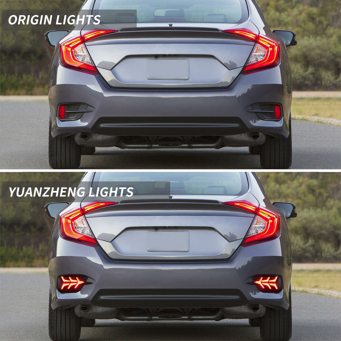2015-2020 Honda Civic Sedan 10th Gen LED Rear bumper lamps brake lights turn signal lights