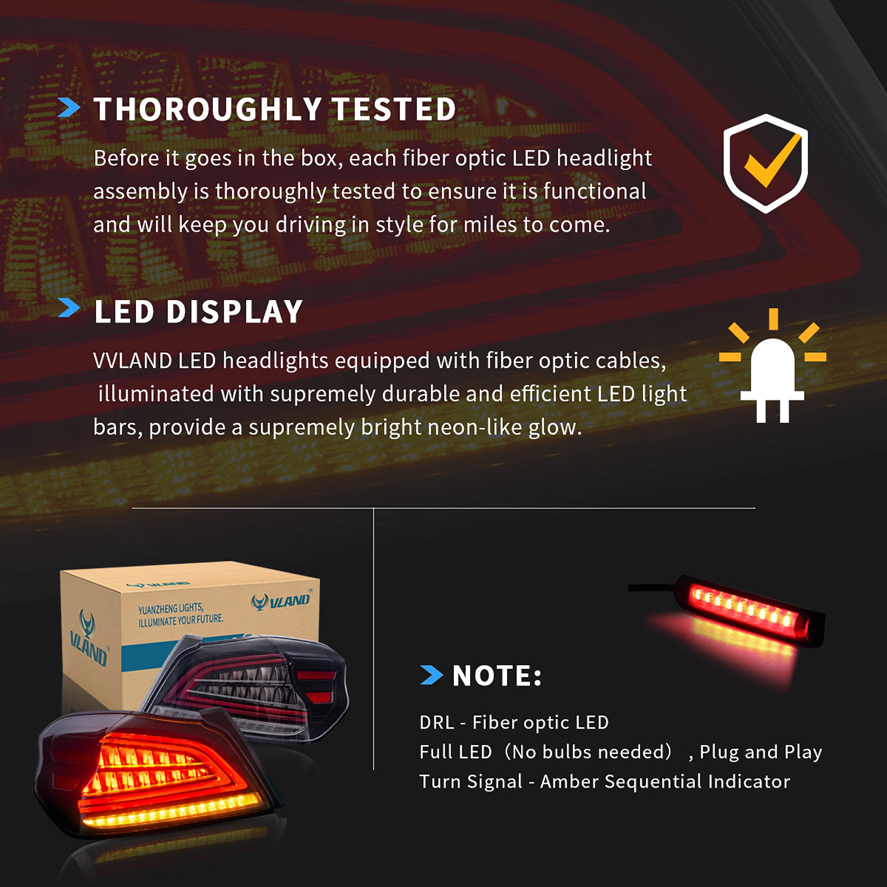 VLAND LED テールライト 2015-2021 スバル WRX / WRX STI アフターマーケット テールライト用