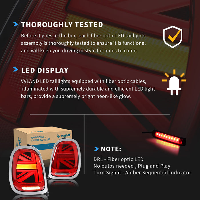VLAND LED テールライト 2014-2019 ミニクーパーハッチ F55 F56 F57 クロームトリム
