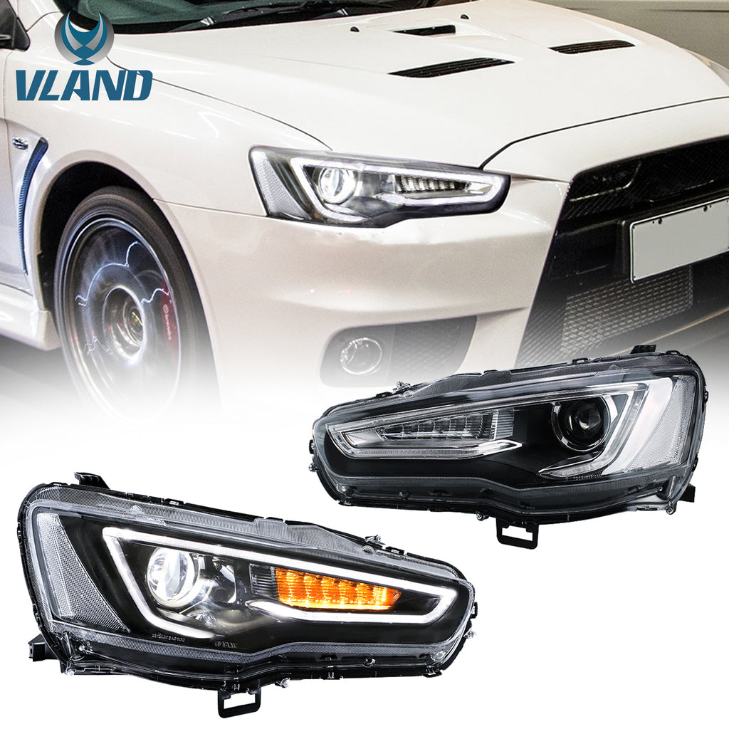 <<t18>0>LAND  LED  HeadlighTs  For 2008-2017 MiTsubishi  Lancer /evo  x