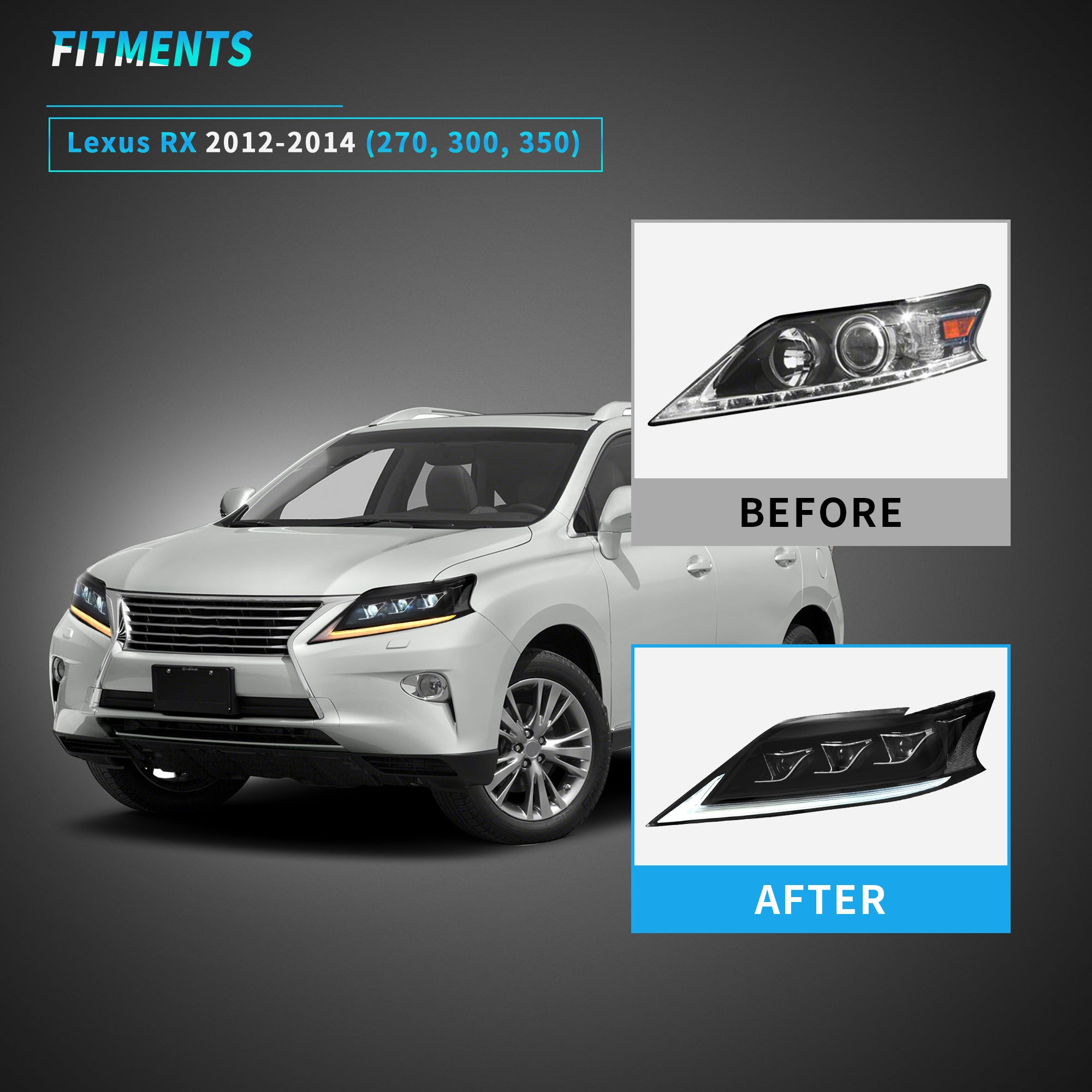 VLAND-LED-Scheinwerfer für 2013-2015 Lexus RX 270 350 450H