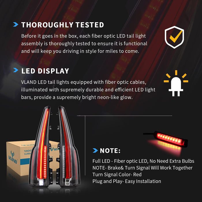 VLAND Feux arrière LED pour Chevrolet Suburban & Tahoe 2015-2020 Assemblage de feux arrière [clignotant rouge]