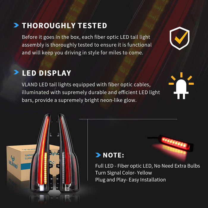 VLAND LED テールライト GMC ユーコン/XL 2015-2020用