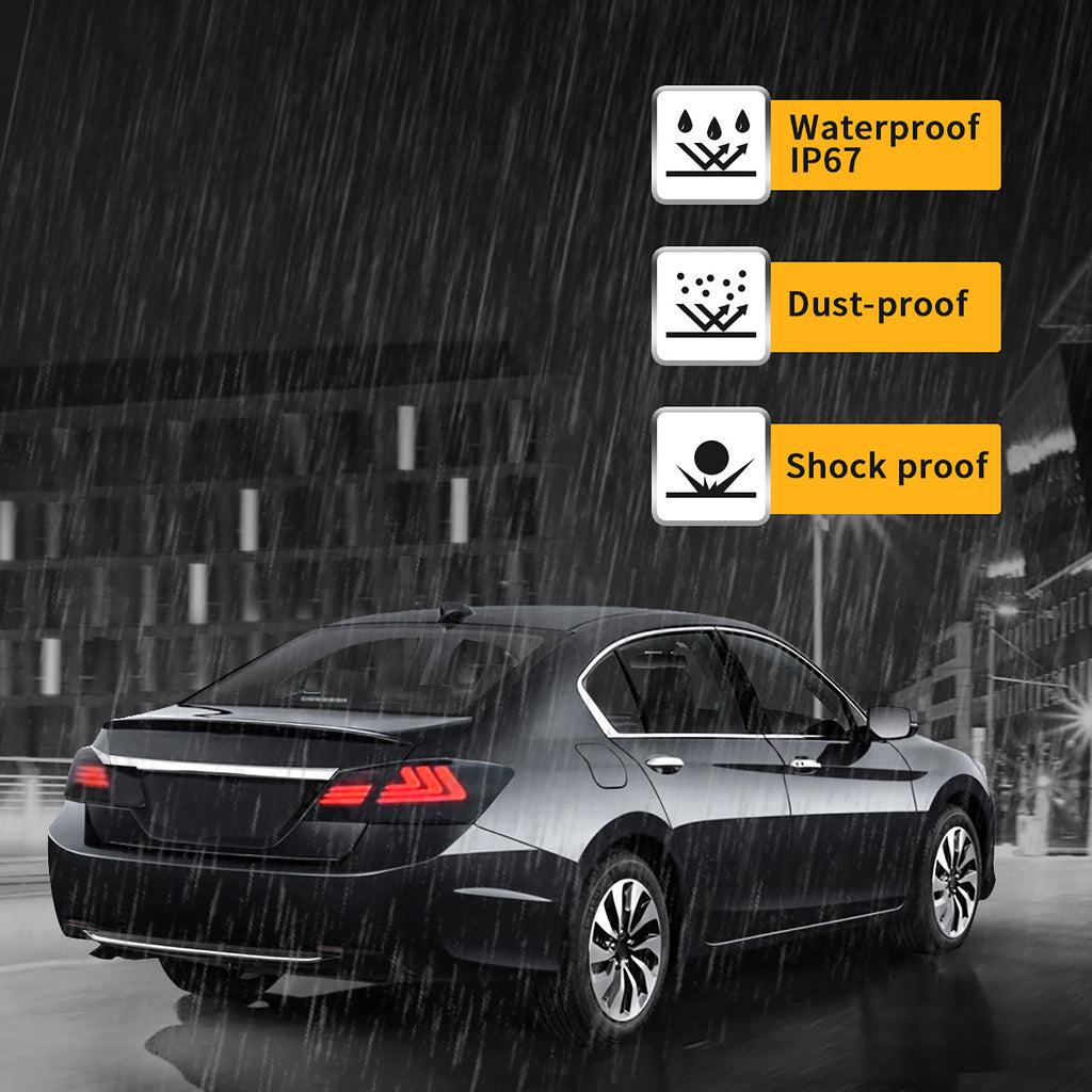 <<t18>0>LAND  LED  TaillighTs  For 2013-2015 Honda  Accord  W/SequenTial  Turn  Signals