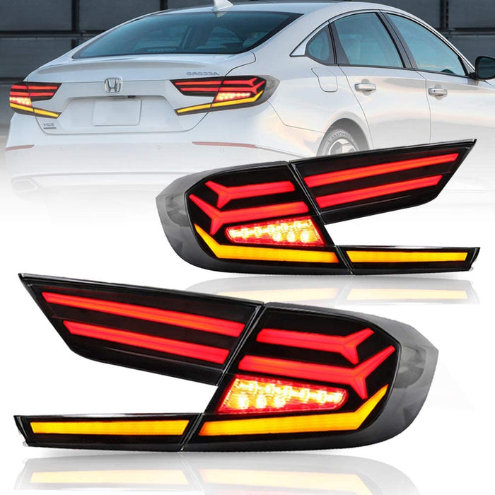 VLAND LED Tail lights For Honda Accord 2018 2019 2020 2021 10th Gen with Amber Sequential Turn Signal Rear lamps