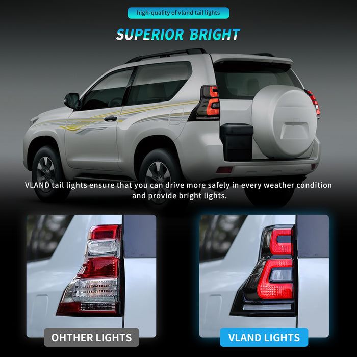 VLAND LED feux arrière pour Toyota Land Cruiser Prado 2010-2016 feux arrière de rechange