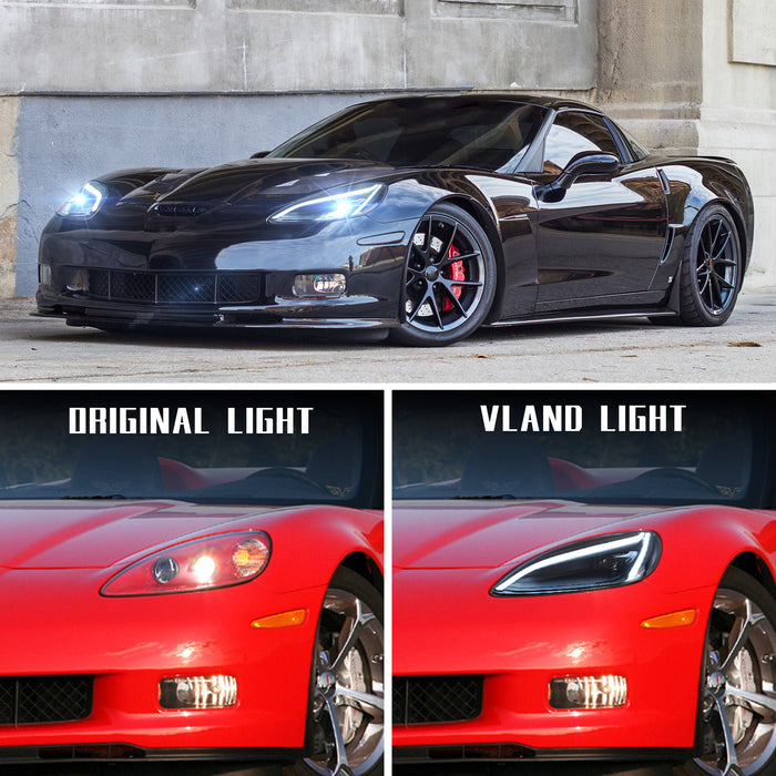 VLAND LED-Projektorscheinwerfer für Chevrolet Corvette C6 2005–2013, Aftermarket-Frontleuchten