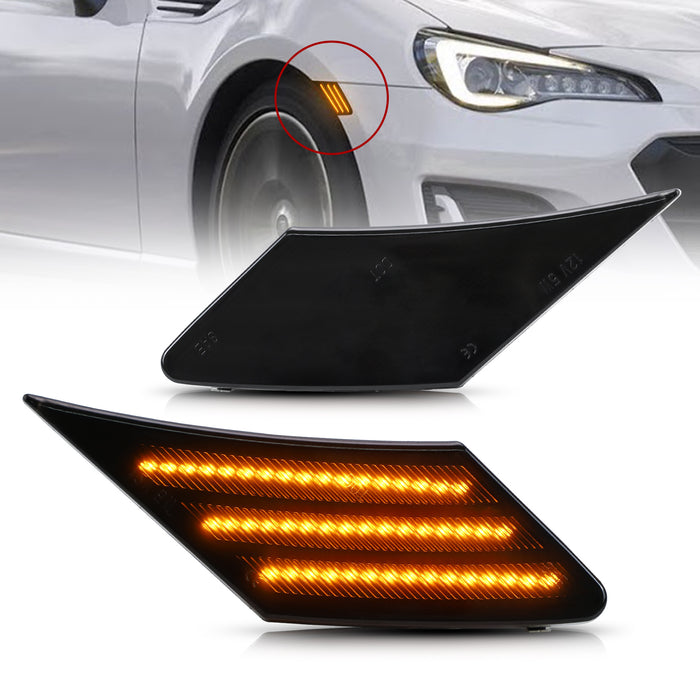 VLAND LED サイドマーカーランプ 2012-2020 スバル BRZ サイオン FRS トヨタ GT86 オレンジデイタイムランニングライト付き (ウインカーなし)