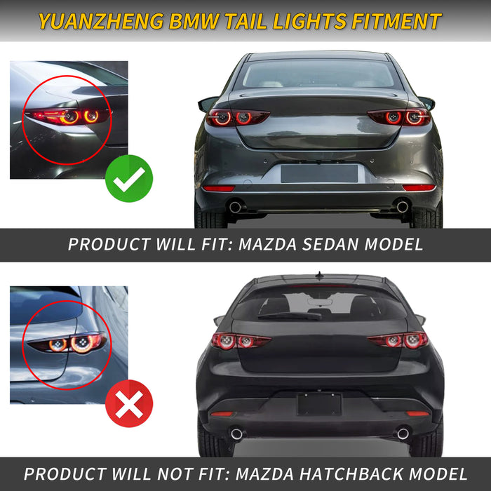 VLAND LED Tail Lights For Mazda3 Sedan 2019-2024