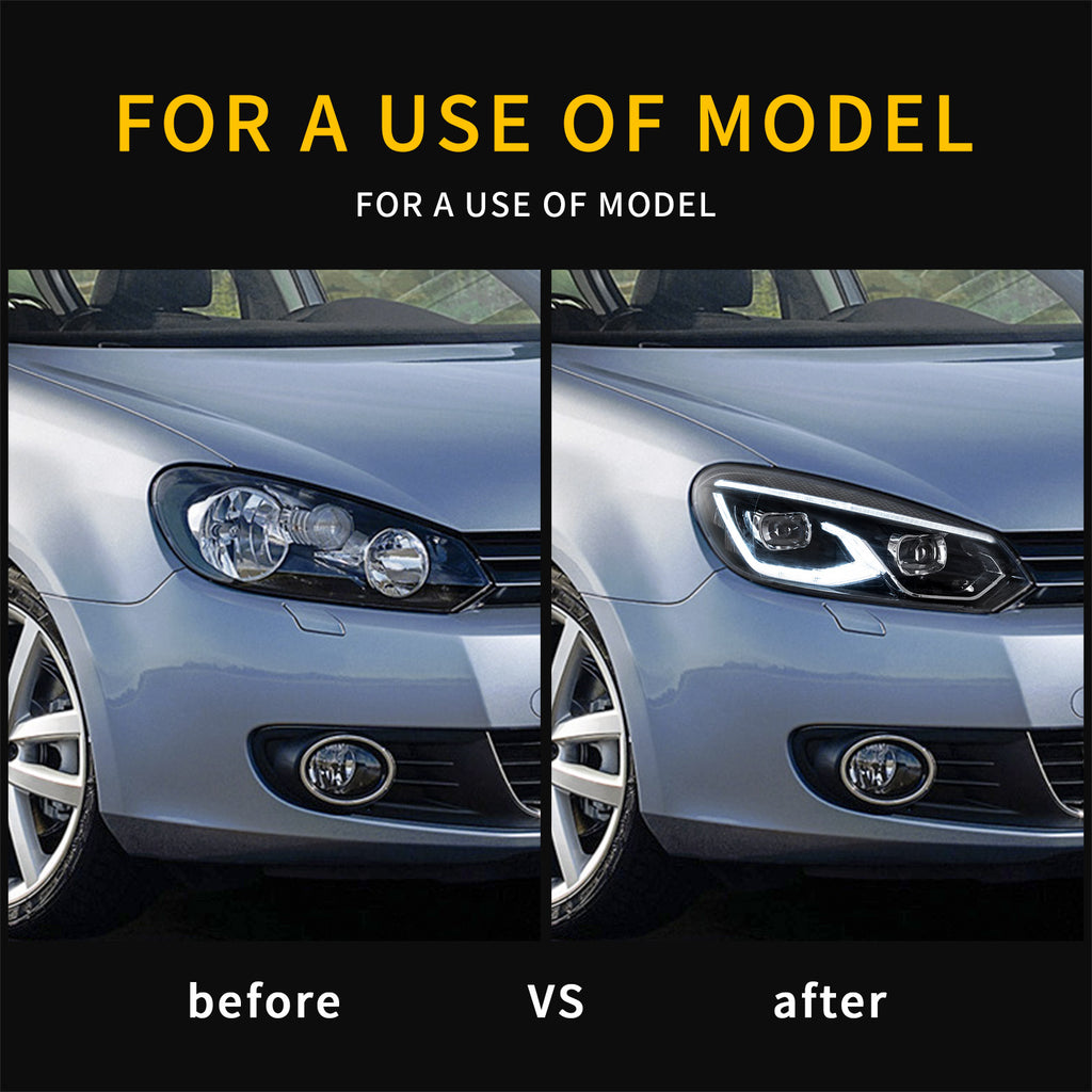 VLAND LED Headlights For 2009-2014 Volkswagen Golf Mk6 Halogen Model