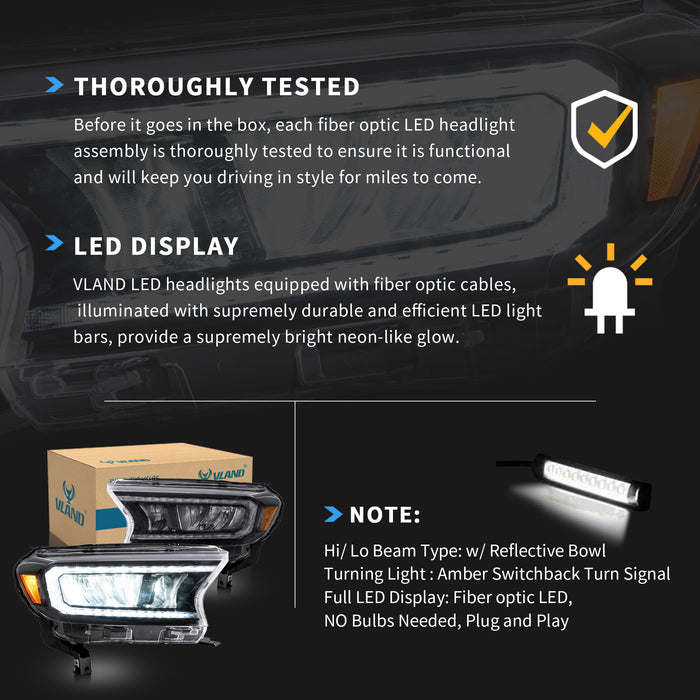 VLAND Voll-LED-Scheinwerfer für Ford Ranger 2019+ [Nordamerikanische Version]
