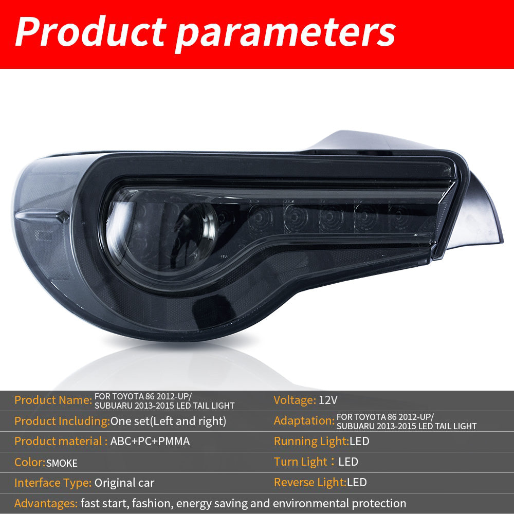 Feux arrière LED VLAND pour Toyota 86 GT86, Subaru BRZ, Scion FRS 2012-2020 feux arrière