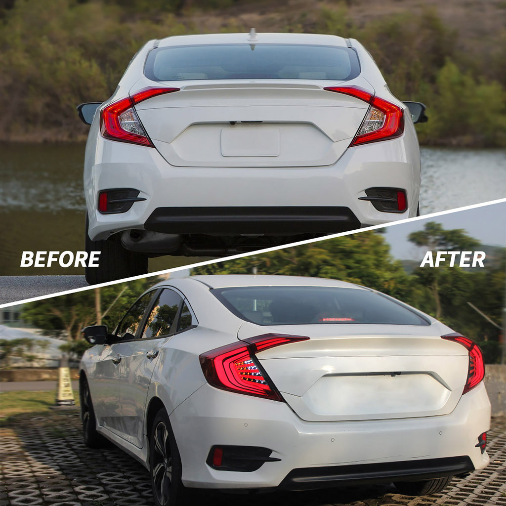 Luces traseras LED VLAND aptas para Honda Civic 10th Gen 2016-2019 montaje de lámparas traseras 4 Uds Plug-And-Play