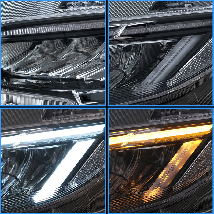 Phares LED VLAND pour Honda Civic 10e 2016-2020 berline et hayon avec clignotant séquentiel ambre
