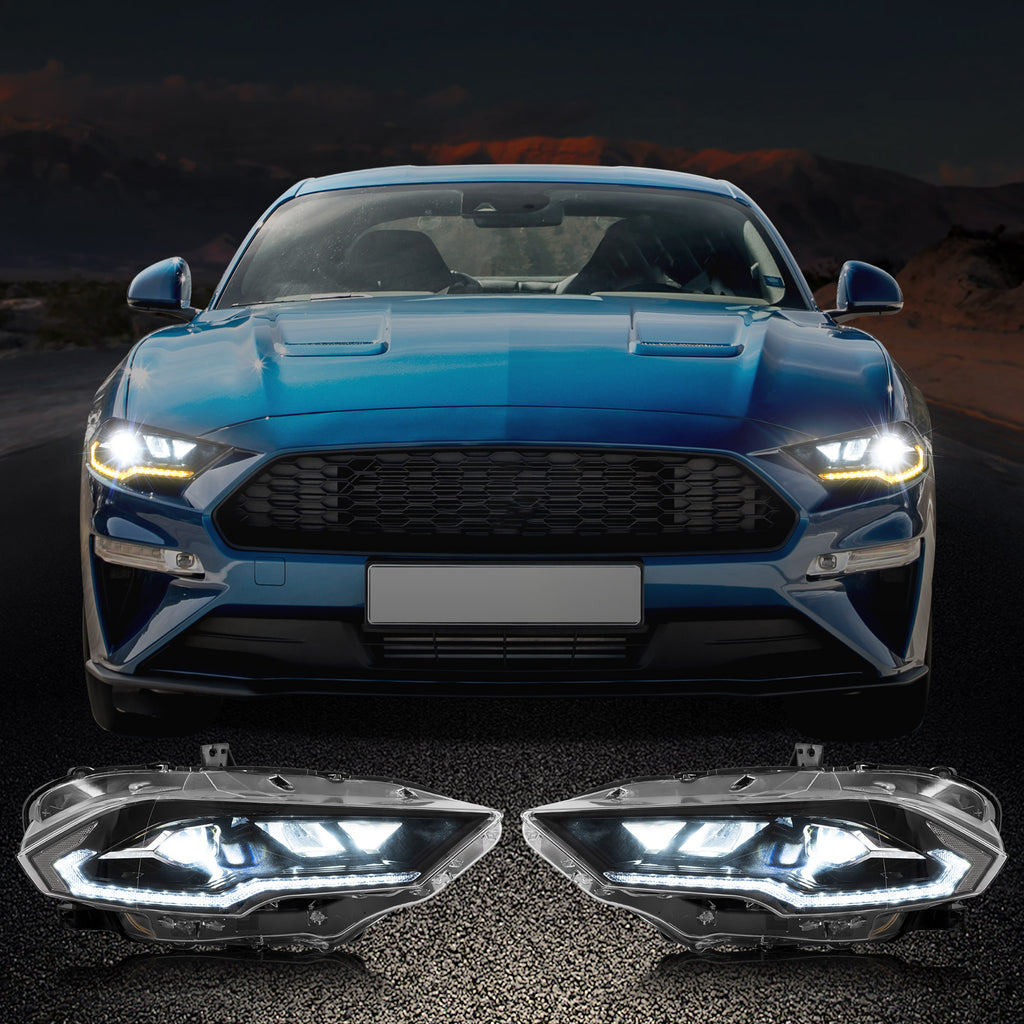 VLAND LED Projector Headlights For Ford Mustang 2018-2023 Aftermarket Front Lamps