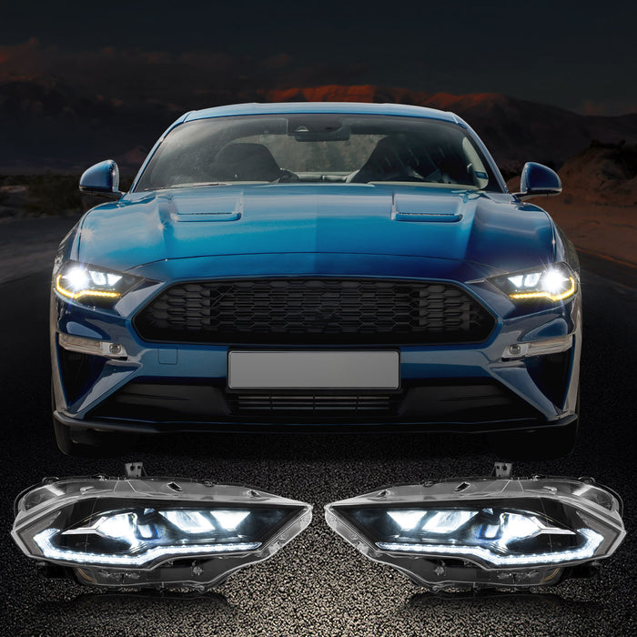 VLAND LED Projector Headlights For Ford Mustang 2018-2023 Aftermarket Front Lamps