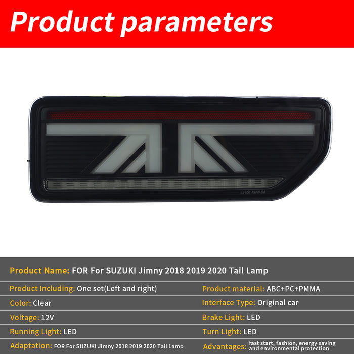 Fanali posteriori a LED VLAND per Suzuki Jimny 2018-2023 Indicatori di direzione con indicatori sequenziali Lampade posteriori aftermarket