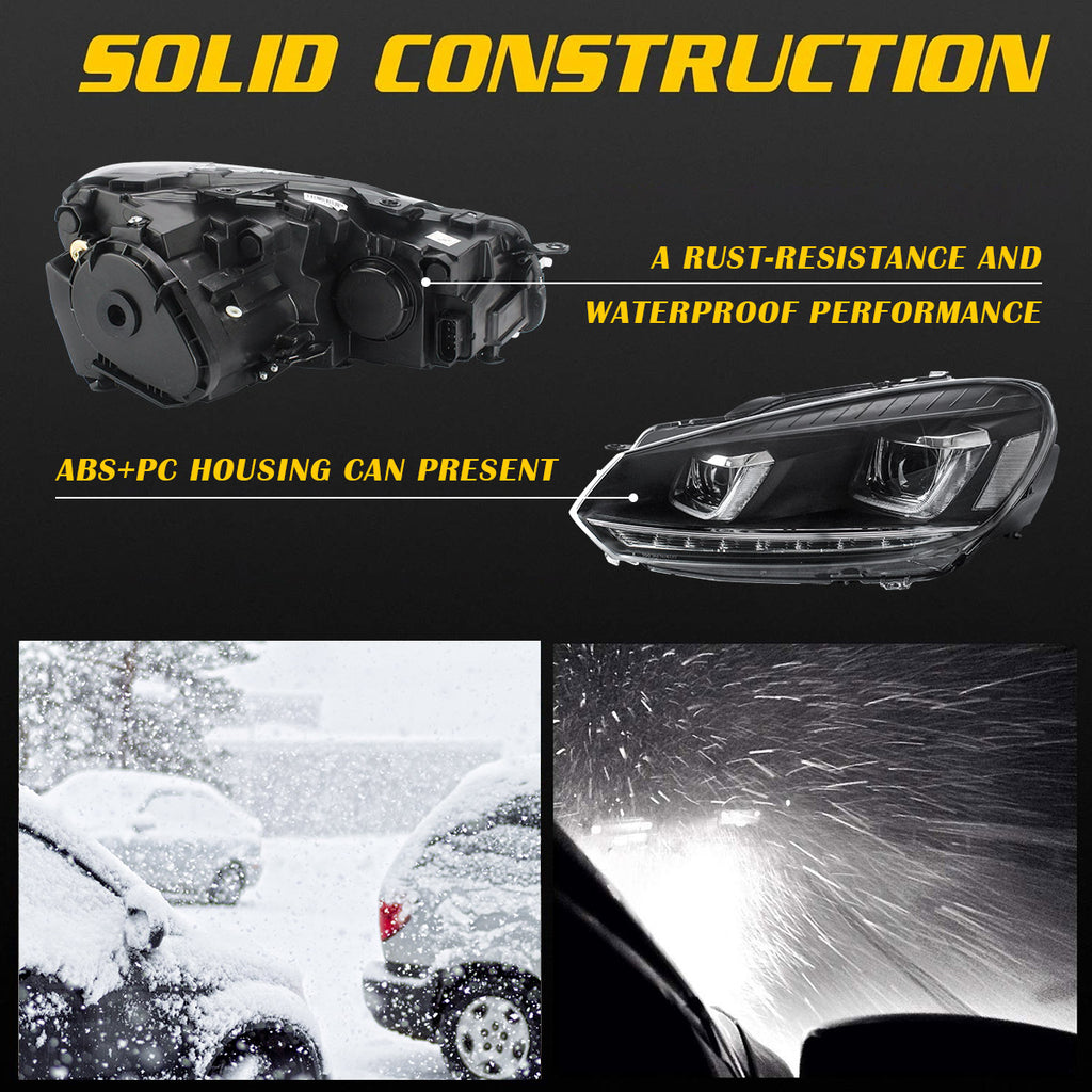 Faros delanteros LED VLAND para modelos halógenos Golf Mk6 2009-2014 (Europa es 2008-2012)