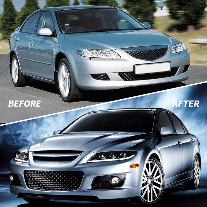 VLAND LED Headlights For 2002-2008 Mazda 6 First Gen(GG1) Fit Factory Halogen Models