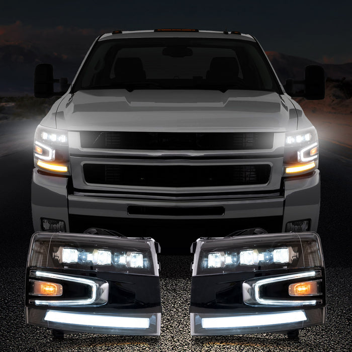 Phares de projecteur LED VLAND pour Chevrolet Silverado 1500 2500HD 3500HD 2007-2013
