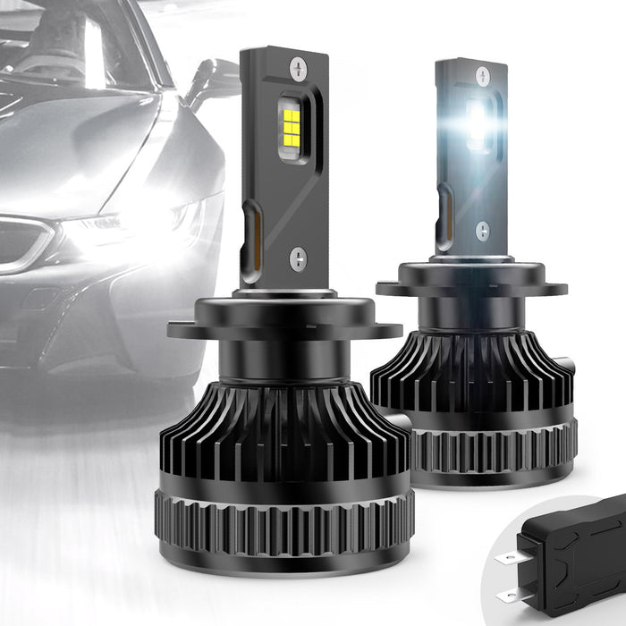 Bombillas para luces de coche, 2 uds., faros LED H7 D2S 9005, Kit de conversión de haz alto/bajo, luz blanca superbrillante, 6000K, 80W, 12-24V, apto para faros VLAND