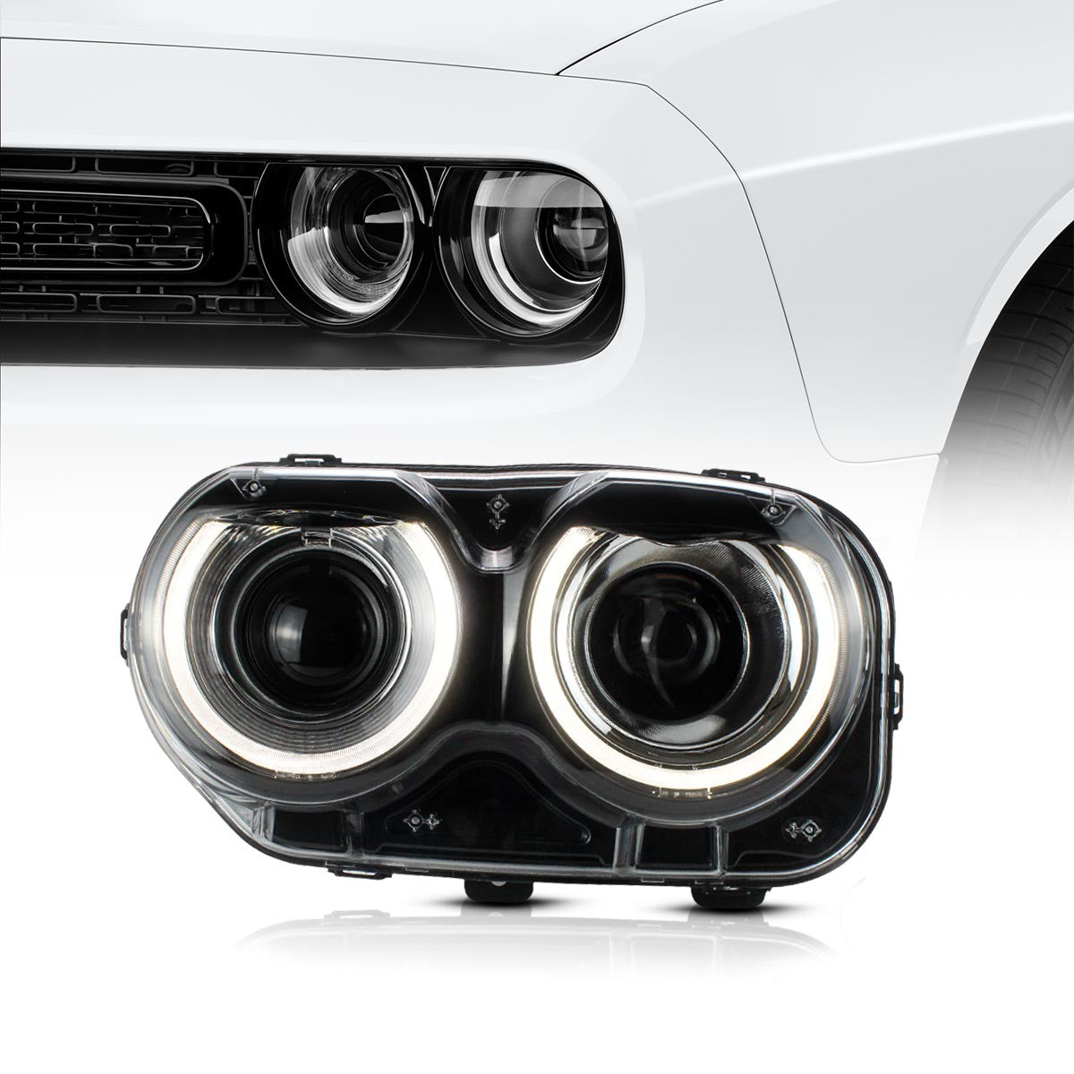 VLAND LED Halo ヘッドライト 2015-2023 ダッジ チャレンジャー