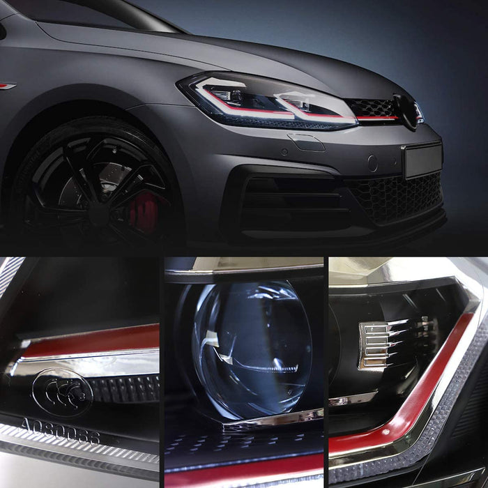 Luces delanteras LED VLAND para Volkswagen Golf MK7 2015-2017 MK7.5 2018-2021 compatibles con modelos de faros halógenos de fábrica
