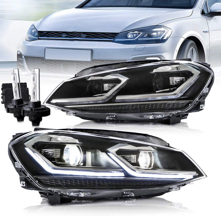 Phares LED VLAND pour les modèles halogènes Volkswagen Golf MK7 2015-2017 (l'Europe est 2013-2016)