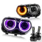 Faros delanteros LED VLAND RGB Halo para modelos halógenos Dodge Challenger 2015-2023
