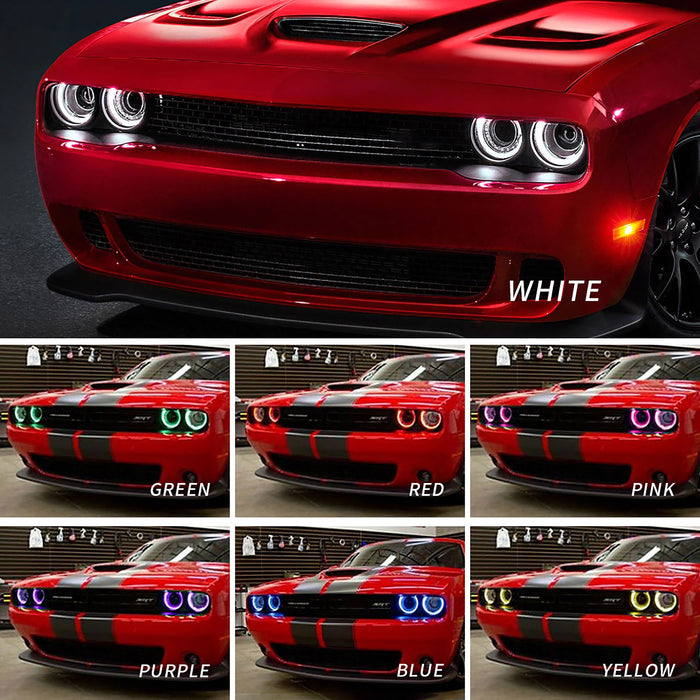 Faros delanteros LED VLAND RGB para modelos halógenos Dodge Challenger 2015-2024