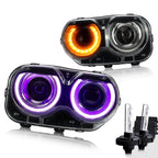 Faros delanteros LED VLAND RGB Halo para modelos halógenos Dodge Challenger 2015-2023