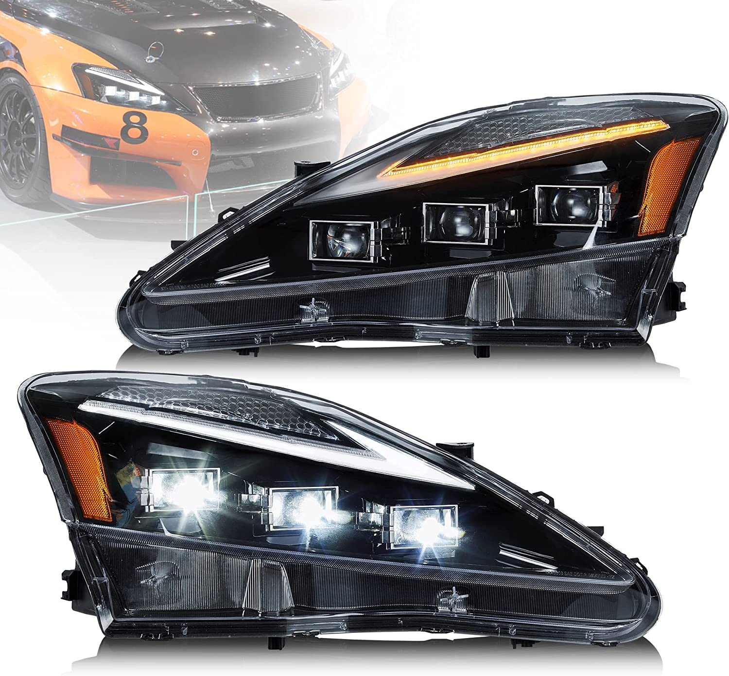 LEXUSis250/350 F用 VLAND製ヘッドライト Vland 06-13 IS250 / IS350セダン10-15C / C FConvクリアヘッドライト