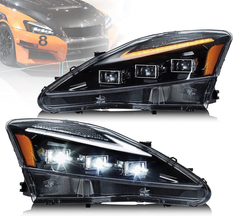VLAND LED-Scheinwerfer für 2006–2013 Lexus IS250, IS350, ISF, IS200d, IS220d Scheinwerferbaugruppe