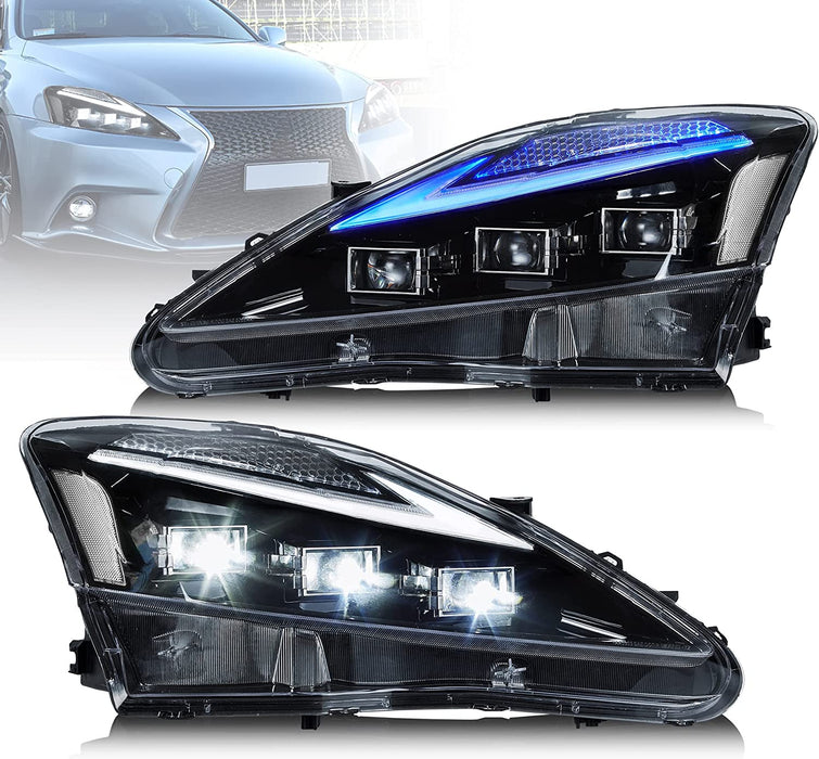Faros delanteros LED completos VLAND para Lexus IS250, IS350 e ISF [XE20] 2005-2013 sedán con intermitentes secuenciales, montaje de faros del mercado de accesorios