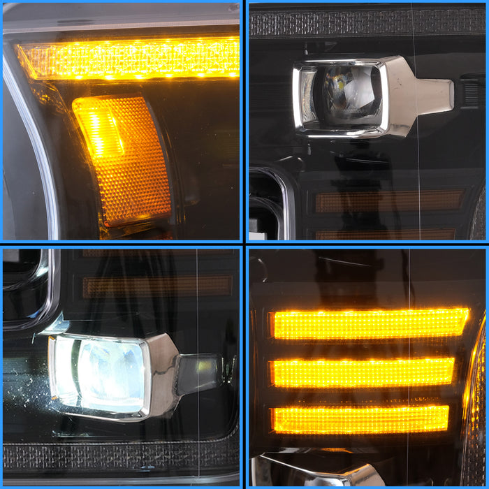 VLAND LED Headlights For Ford F150 2015 2016 2017 Front Lights Assembly [Amber DRL]