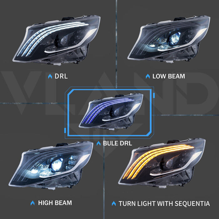 VLAND LED Headlights For 2016-2023 Mercedes Benz V-Class Metris/Vito W447