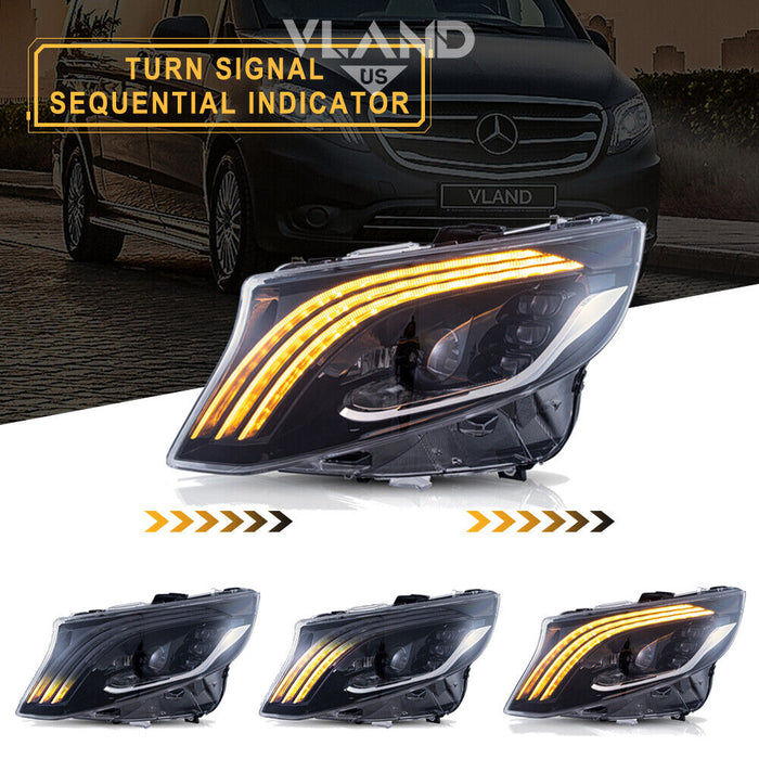 VLAND LED Headlights For 2016-2023 Mercedes Benz Metris /Vito W447 /Pairs