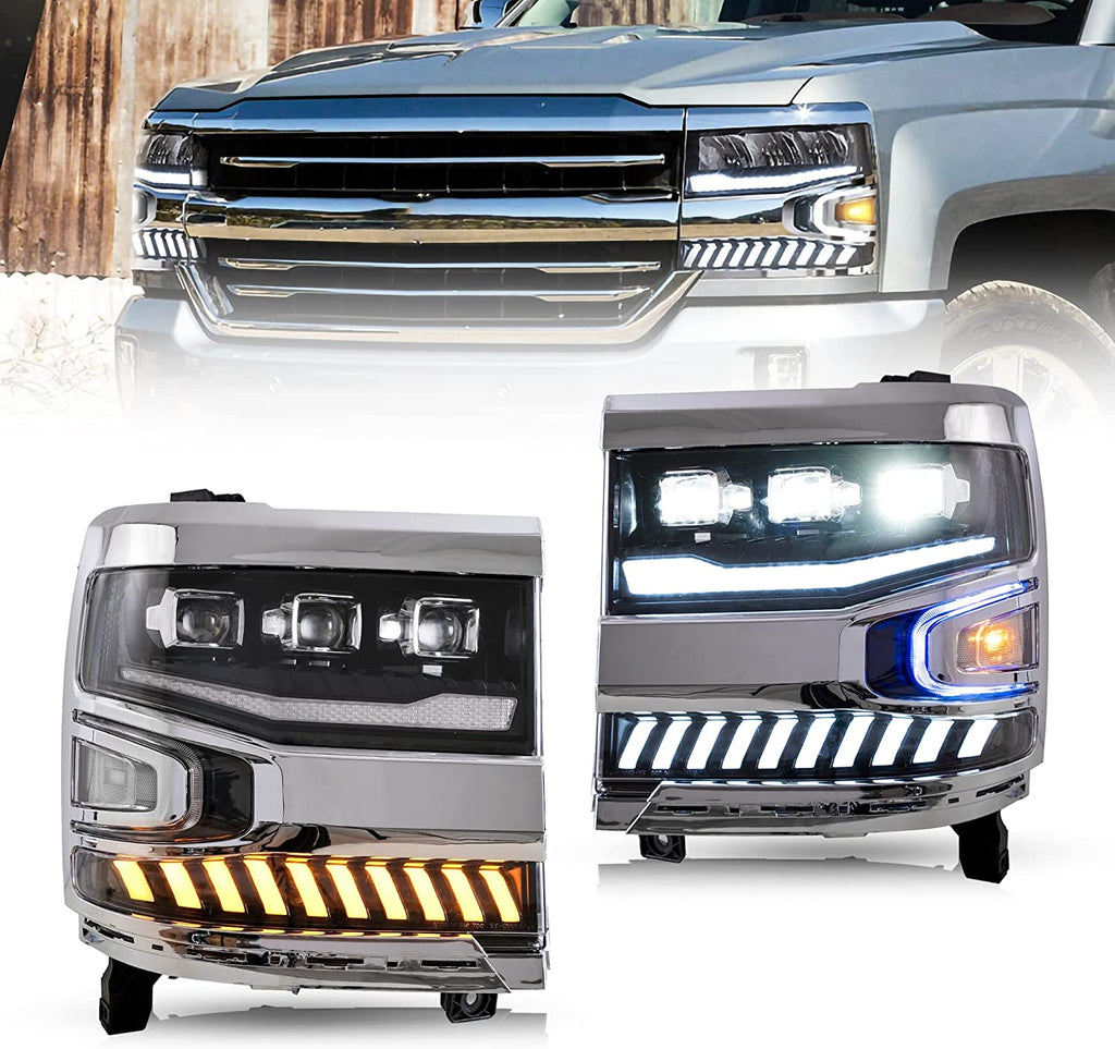 VLAND LED Projector Headlights For 2016-2018 Chevrolet Silverado 1500