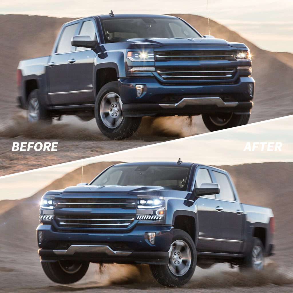 VLAND LED Projector Headlights For 2016-2018 Chevrolet Silverado 1500