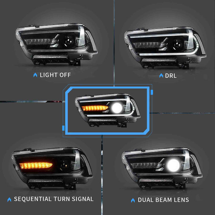 VLAND LED Headlights For Dodge Charger 2011-2014 Front lamps Assembly