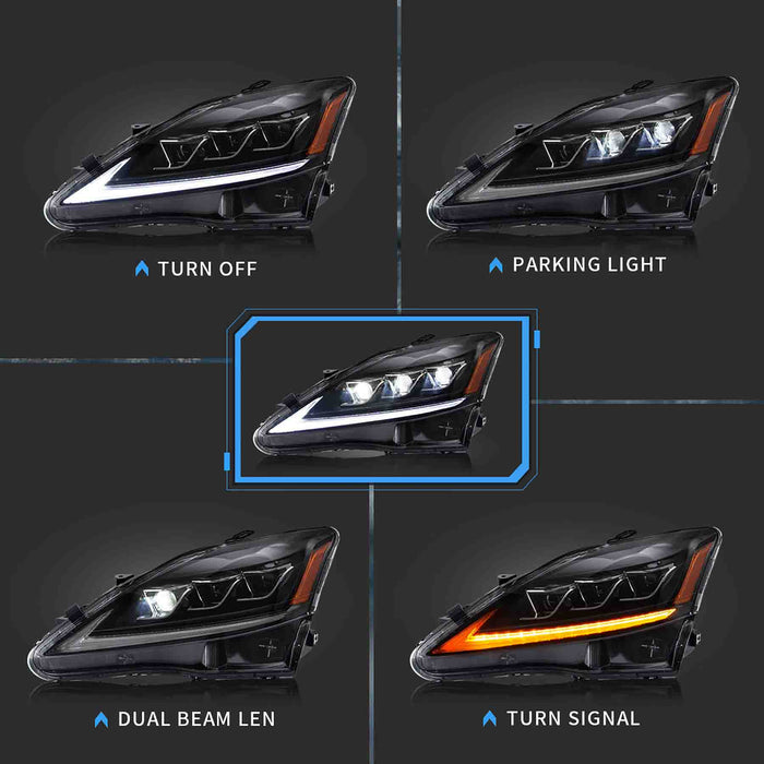 VLAND Voll-LED-Scheinwerfer für 2006–2013 Lexus IS 250/350 ISF