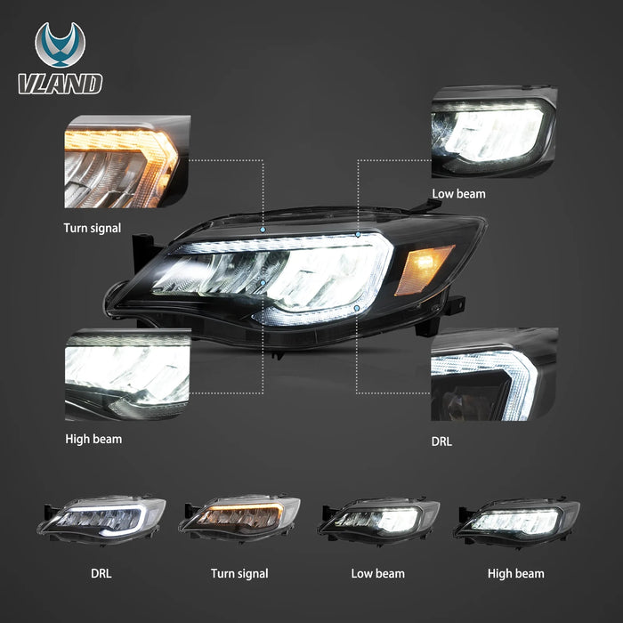 VLAND LED Headlights For Subaru Impreza 2008-2011, WRX 2008-2014 Front lights