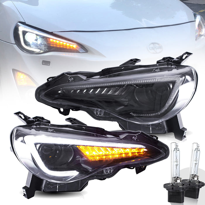 Faros delanteros de proyector LED VLAND para Toyota 86 GT86 y Subaru BRZ y Scion FRS 2012-2020 con señales de giro secuenciales luces delanteras del mercado de accesorios