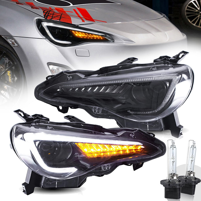 VLAND LED-Projektorscheinwerfer für Toyota 86 GT86 und Subaru BRZ & Scion FRS 2012–2020 mit sequentiellen Blinkern, Aftermarket-Frontlichter
