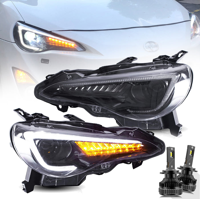 VLAND LED-Projektorscheinwerfer für Toyota 86 GT86 und Subaru BRZ & Scion FRS 2012–2020 mit sequentiellen Blinkern, Aftermarket-Frontlichter