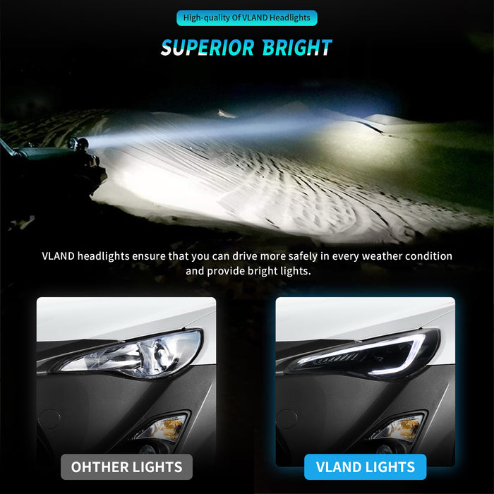 VLAND LED Headlights For 2012-2020 Scion Frs Toyota 86 GT86 Subaru Brz