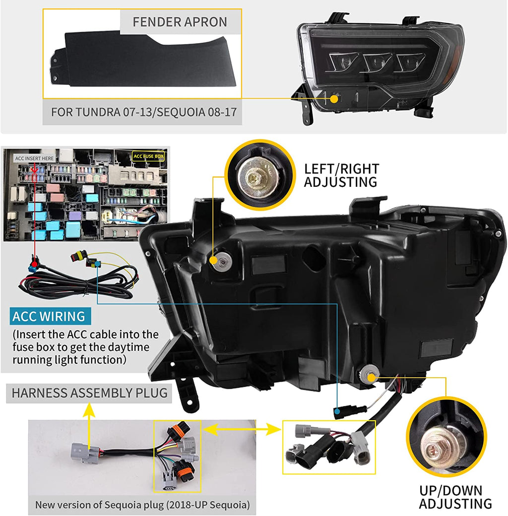 <<<<t49>28>16>0>LAND  LED  ProjecTor  HeadlighTs  For 2007-2013 ToyoTa  Tundra i 2008-2022 ToyoTa  Sequoia