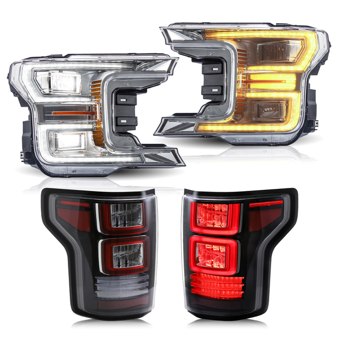 VLAND LED Headlights And Tail Lights For 2018-2020 Ford F150 Front & Rear Lights Kit