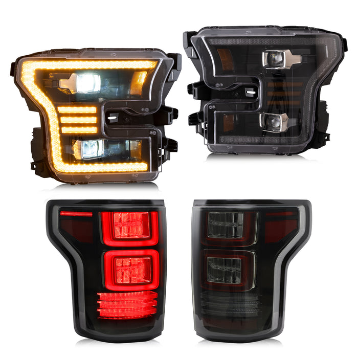 VLAND LED Headlights And Tail Lights For 2015-2017 Ford F150 Front & Rear Lights Kit