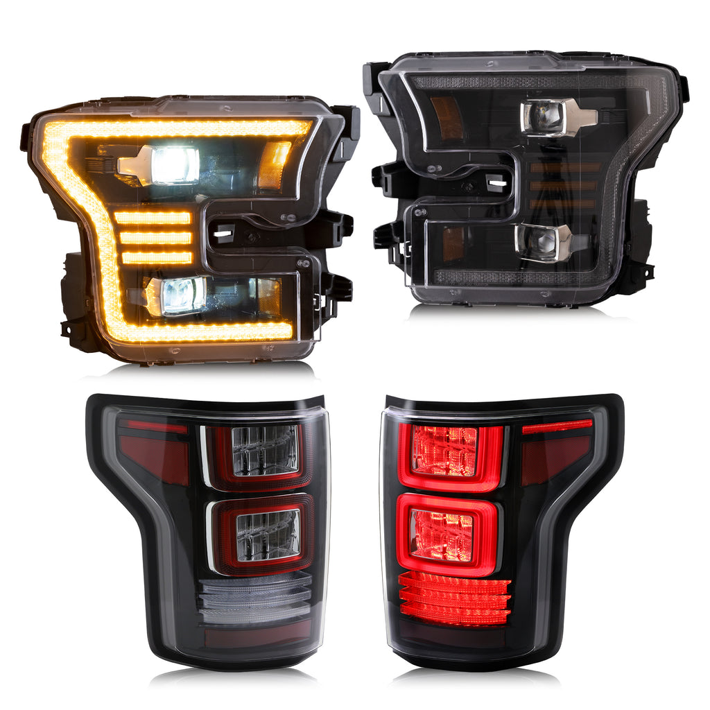 <<t18>0>LAND  LED  HeadlighTs+Tail  lighTs  For 2015-2017 Ford  F150